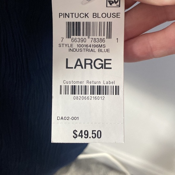 Style & Co Collared Pintuck Blue Short Sleeve Blouse Sz L NWT - Picture 9 of 9